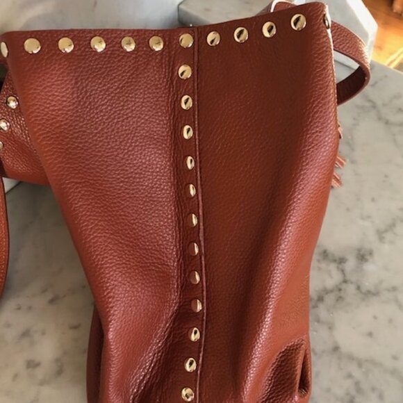 LAGGO Remy British Tan Leather Gold Studded Tassel Tote Bag NWOT - Picture 15 of 17